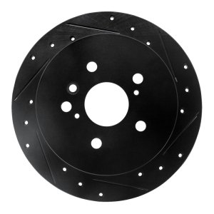 Toyota Sienna Brake Rotor (1) - Rear Right - R1 Concepts - Drilled & Slotted - Black - `04-`10